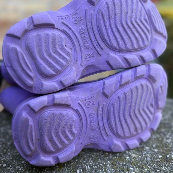 Crocs Handle It Boots Purple Slip on Unisex Kids M size 1 - W 3 - Picture 9 of 13
